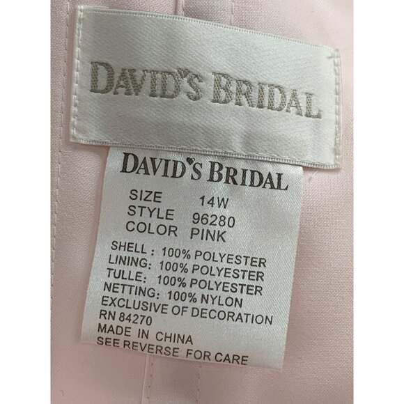 14W Davids Bridal Pink Halter Formal Gown Bead Floral Lace Tulle Dress 96280 - Picture 2 of 12